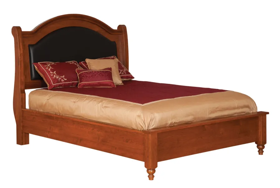 900 Sleigh Bed With Leather Headboard